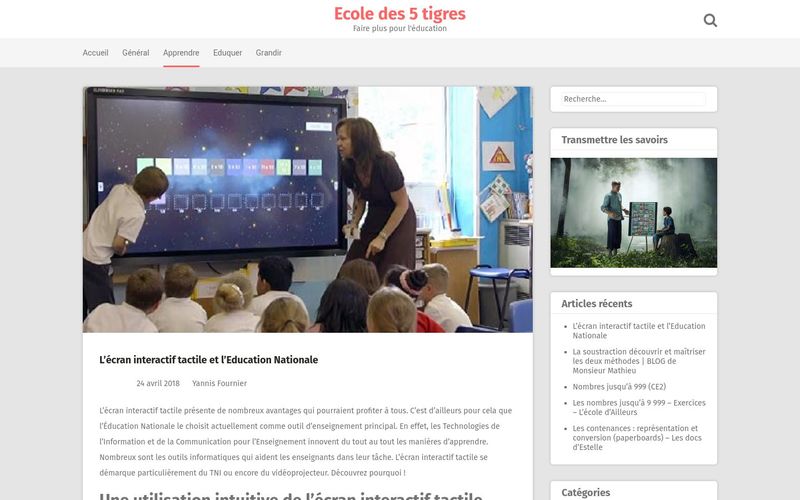 L'écran interactif tactile et l'Education Nationale